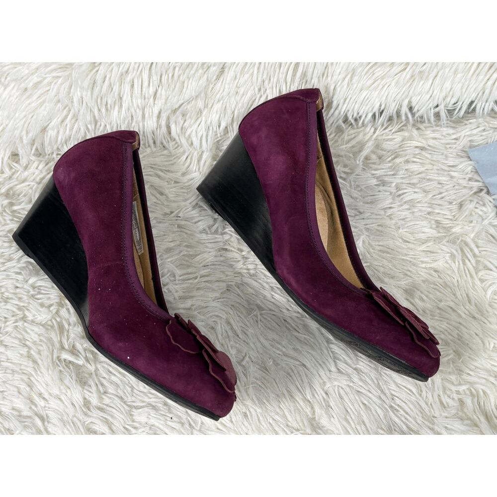 Vionic Burgundy Floral Suede Flats